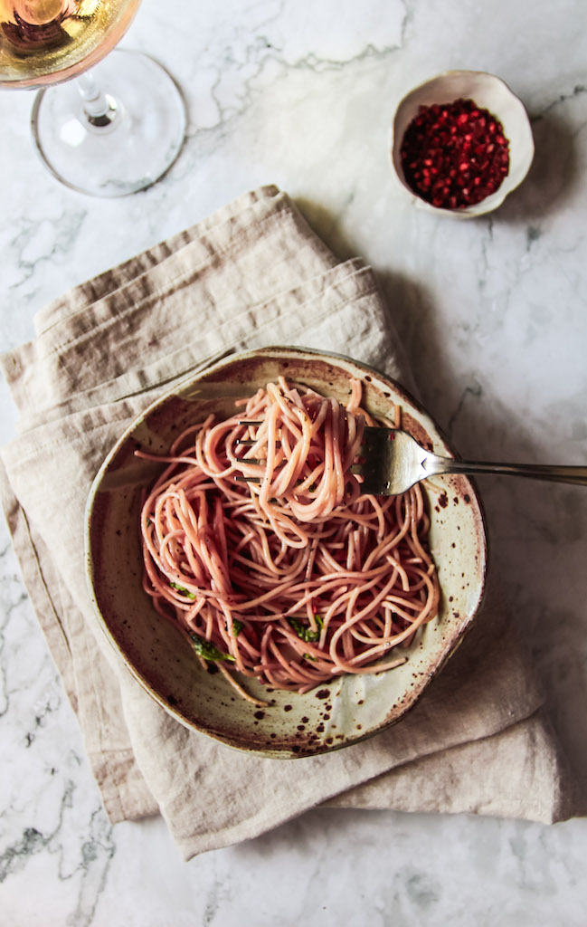 Lemony Pastel Pink Pasta