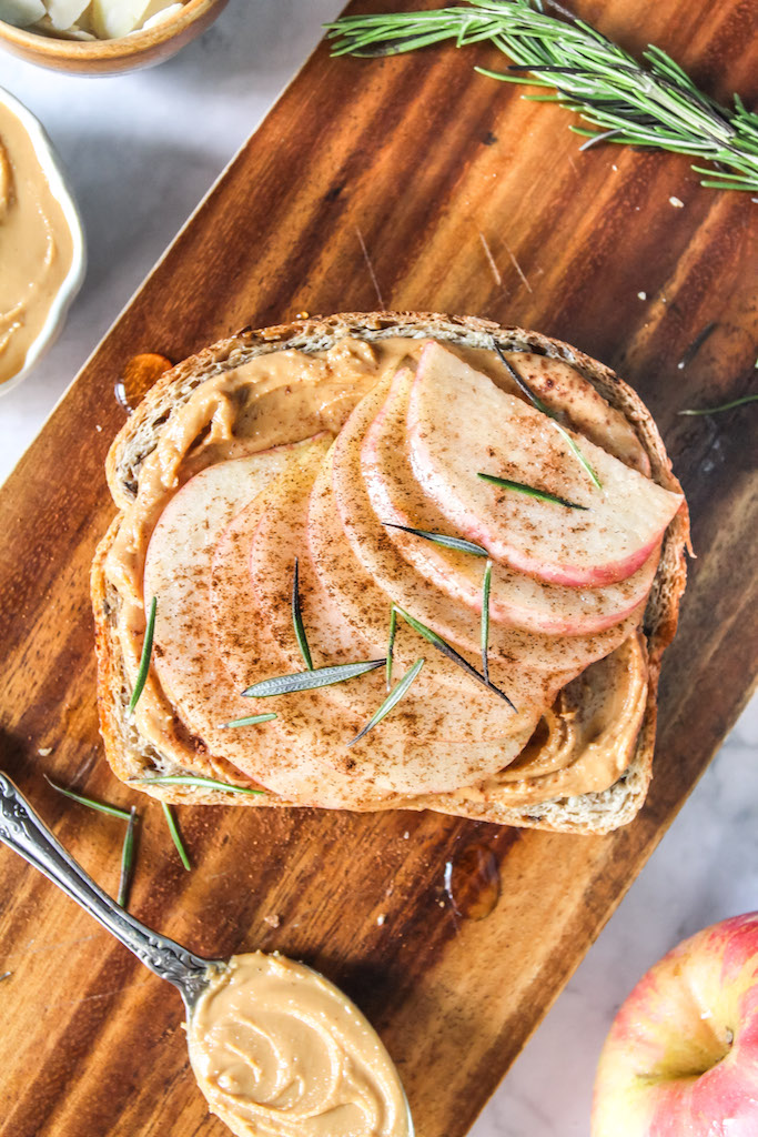 Apple Rosemary Peanut Butter Breakfast Toast