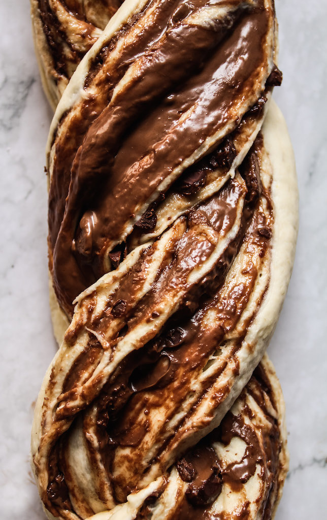 Banana Brioche Babka with Chocolate Hazelnut