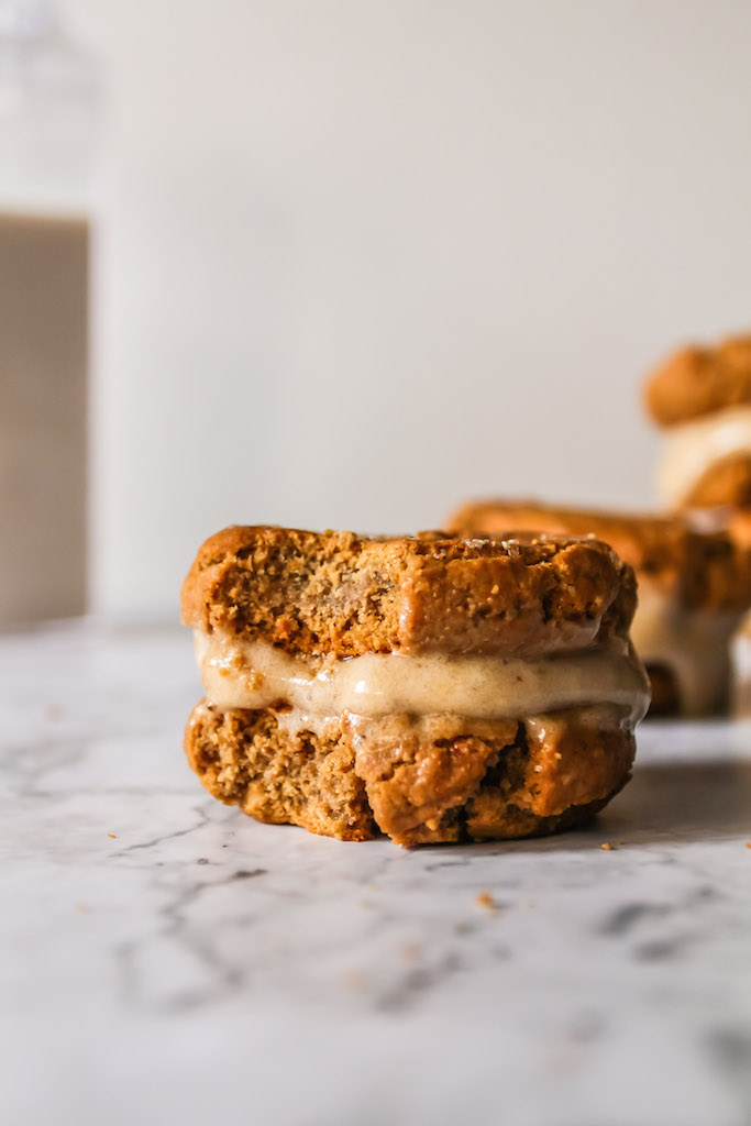 Ginger Cookie Banana Nice Cream Sandwiches