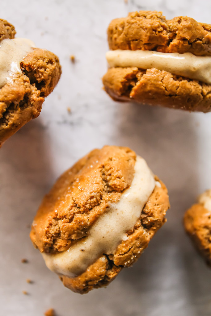 Ginger Cookie Banana Nice Cream Sandwiches