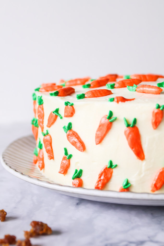 Moist Vegan Carrot Cake with Lemon Cream Cheese Frosting