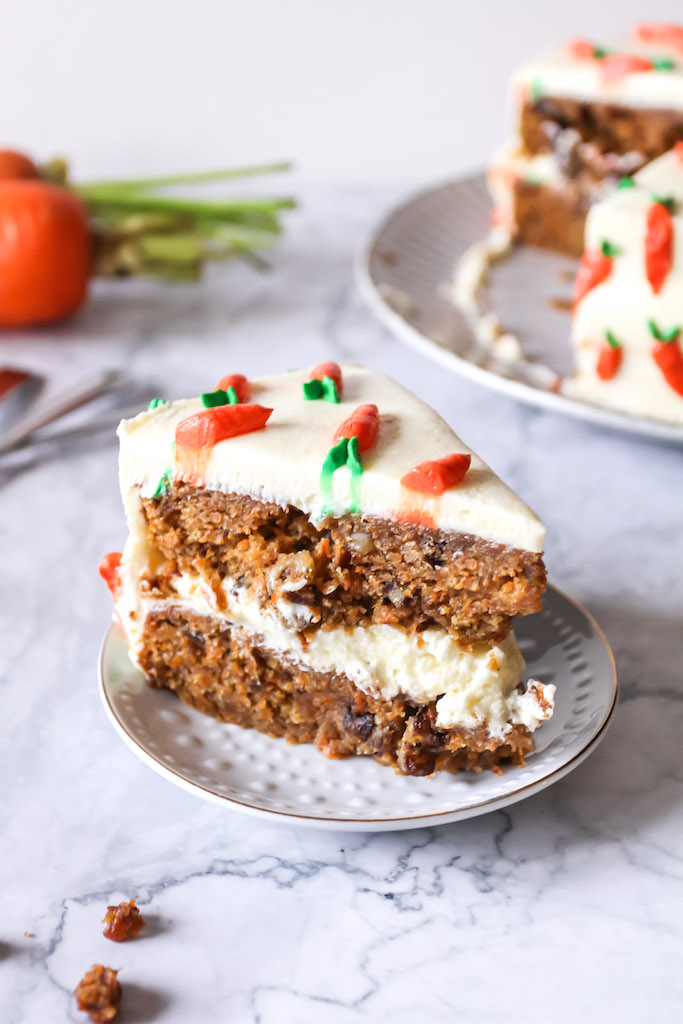 Moist Vegan Carrot Cake with Lemon Cream Cheese Frosting