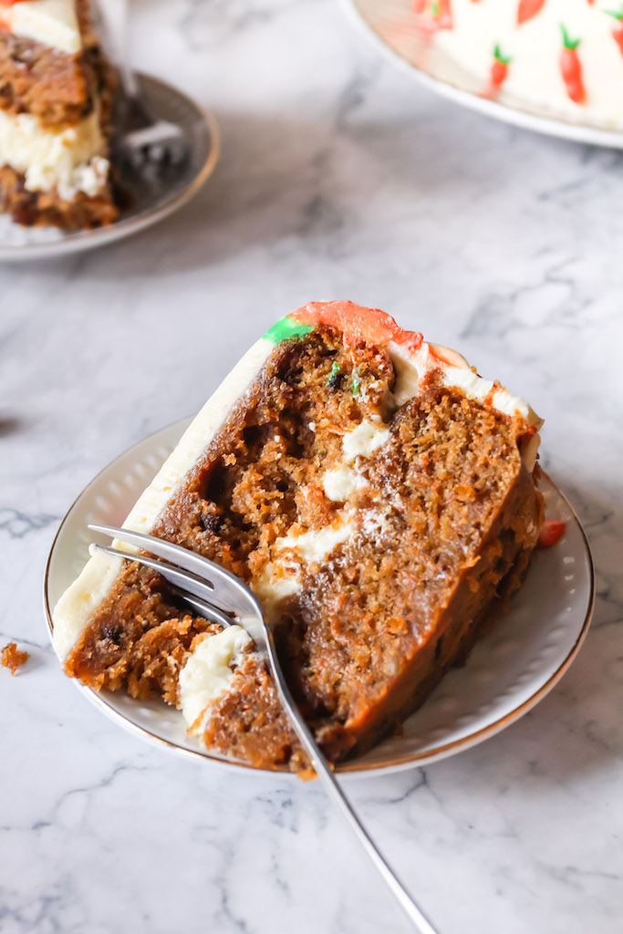 Moist Vegan Carrot Cake with Lemon Cream Cheese Frosting