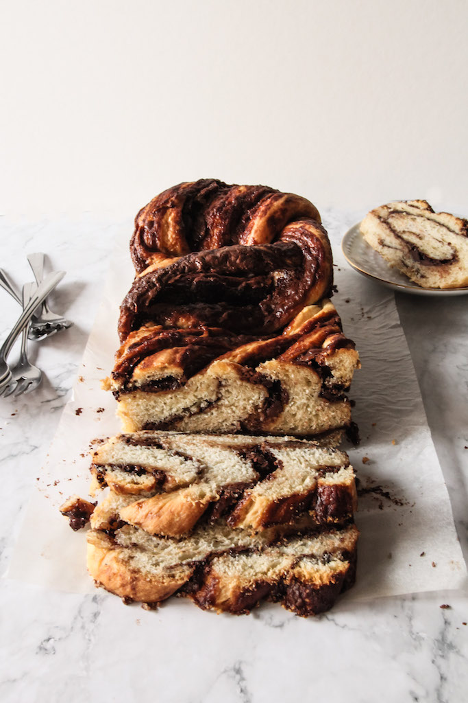 Banana Brioche Babka with Chocolate Hazelnut