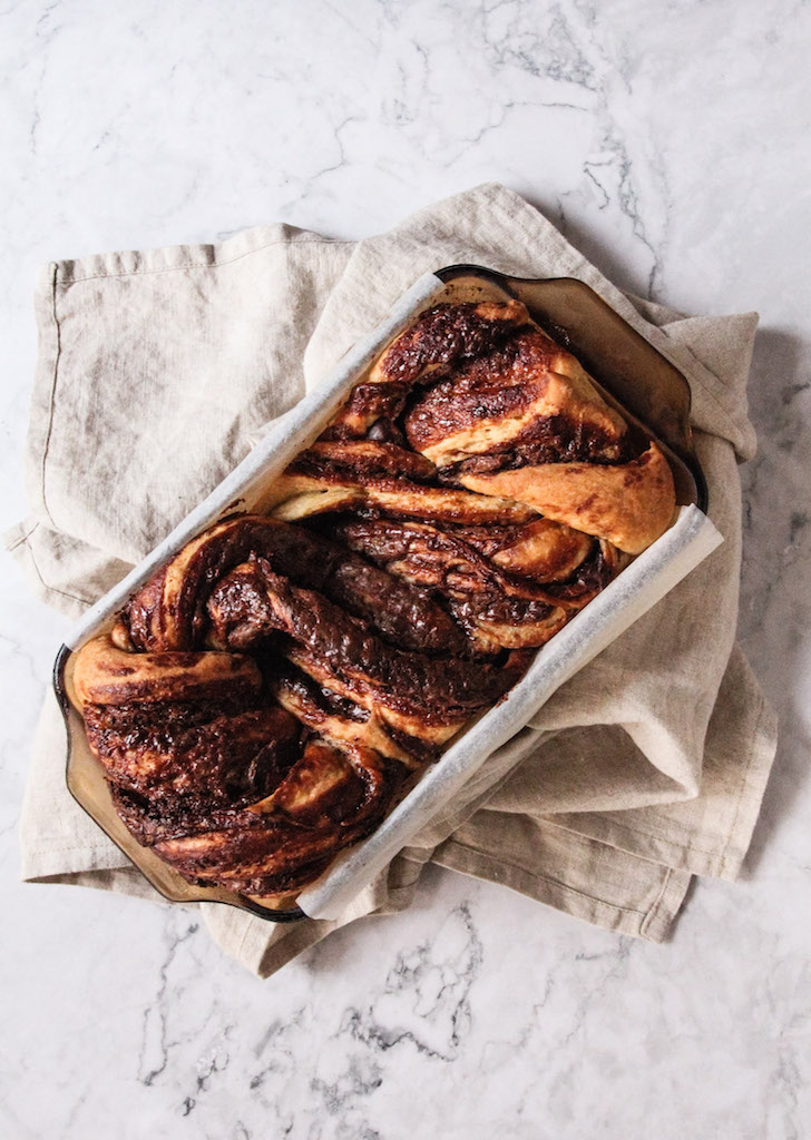 Banana Brioche Babka with Chocolate Hazelnut