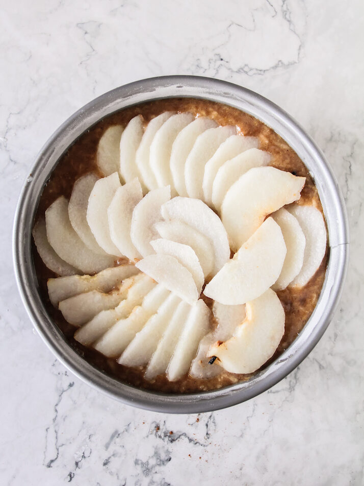 Spiced Pear Cake with Maple Bourbon Glaze