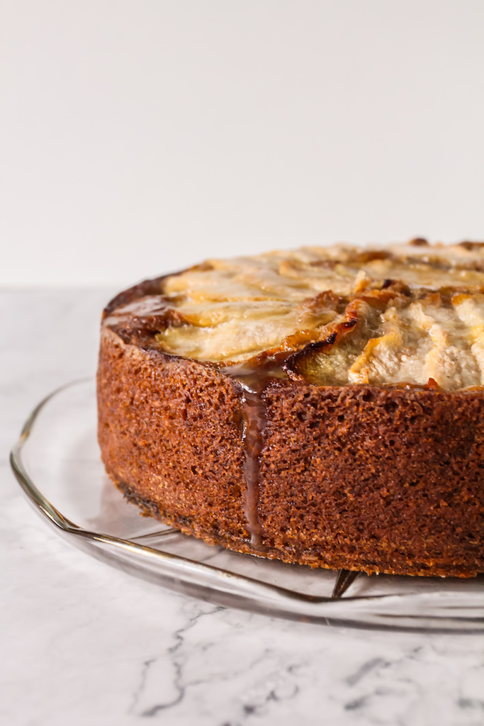 Spiced Pear Cake with Maple Bourbon Glaze